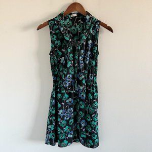Aritzia Sunday Best Tie Neck Floral Print Mini Dress XXS
